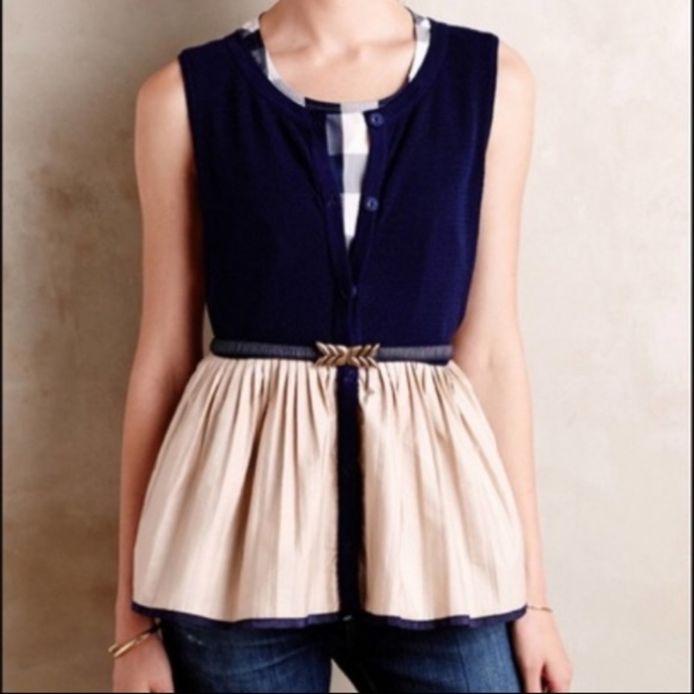 Anthropologie/ MOTH brand knit top peplum blouse
